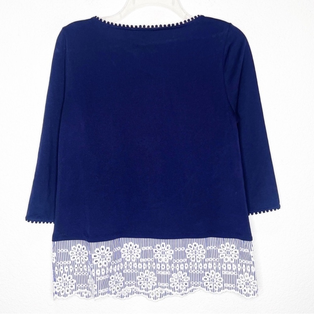 Boden Jersey Broderie Eyelet Overlay Blouse - Picture 5 of 12